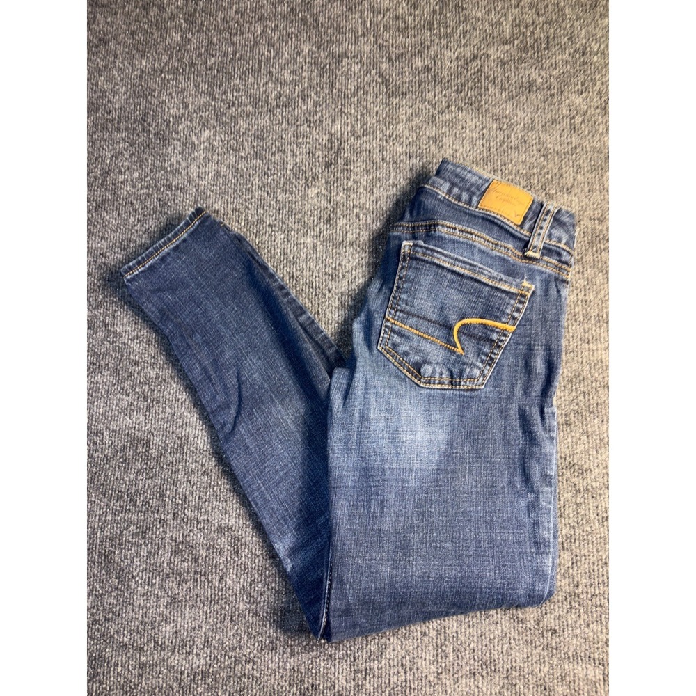 American Eagle Outfitters Jegging Jeans Women 00 Blue Denim Super Stretch Skinny
